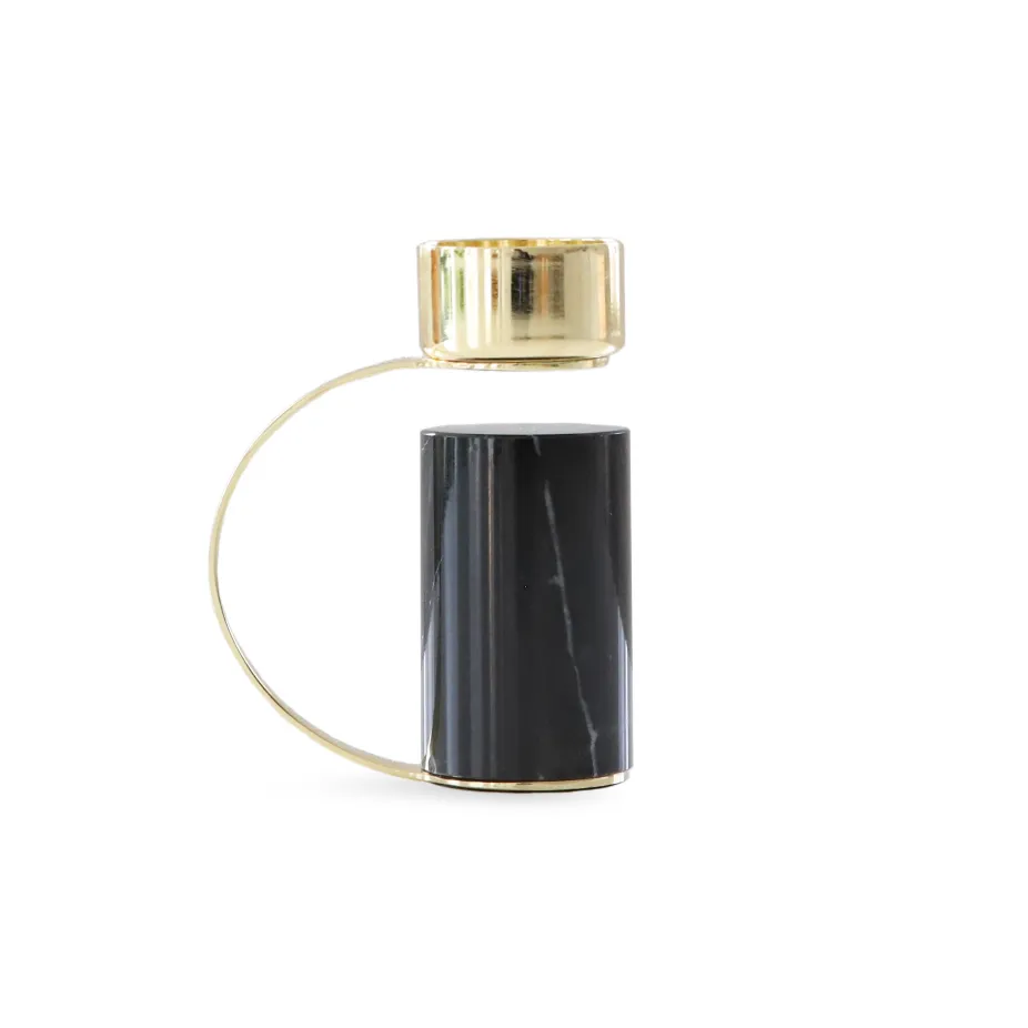 Heavy candle holder, nero marquina Cooee Design