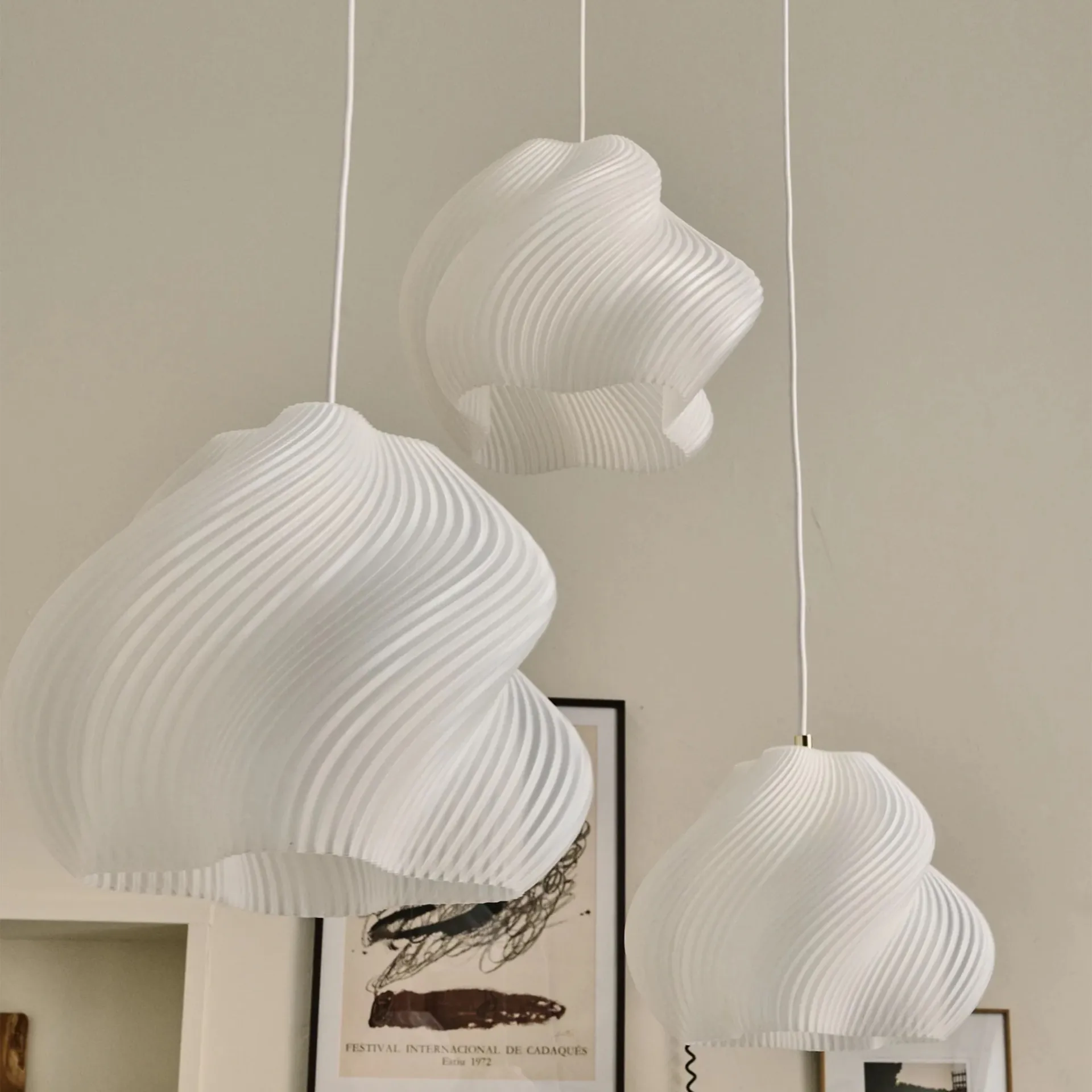 Soft Serve pendant, White-chrome, 01, 20 cm Crème Atelier