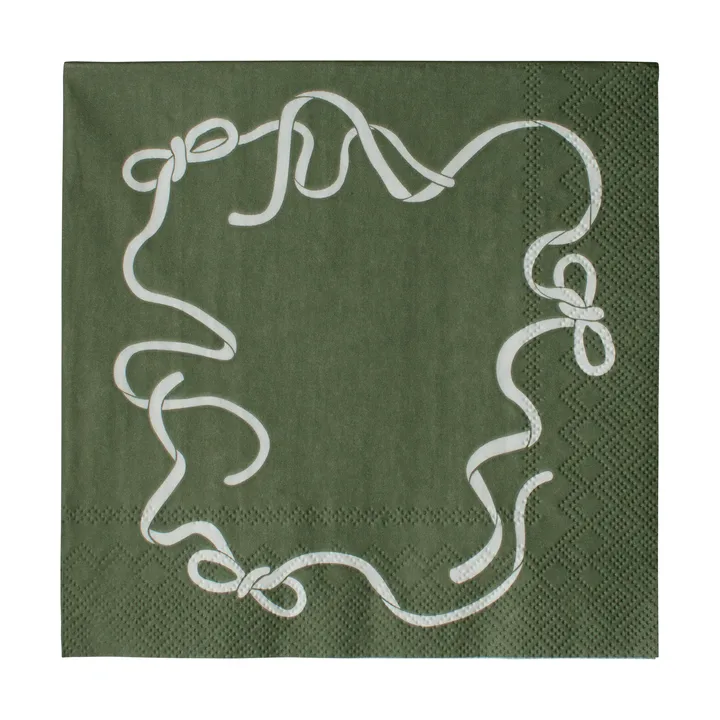 Bow paper napkin 33x33 cm 20-pack - Green - DBKD