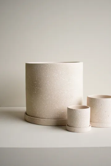 Grow pot Ø30 cm with saucer - Creme structure - DBKD