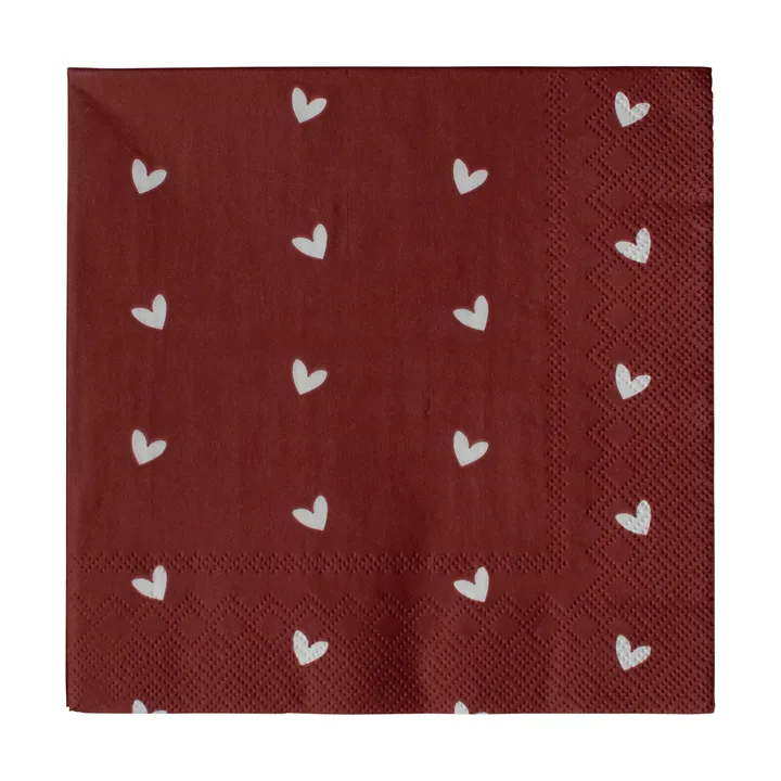 Heart paper napkin 33x33 cm 20-pack - Dark red - DBKD