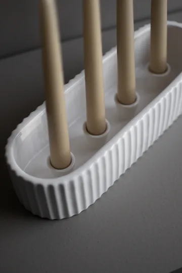Stripe advent candle 30 cm - Shiny white - DBKD