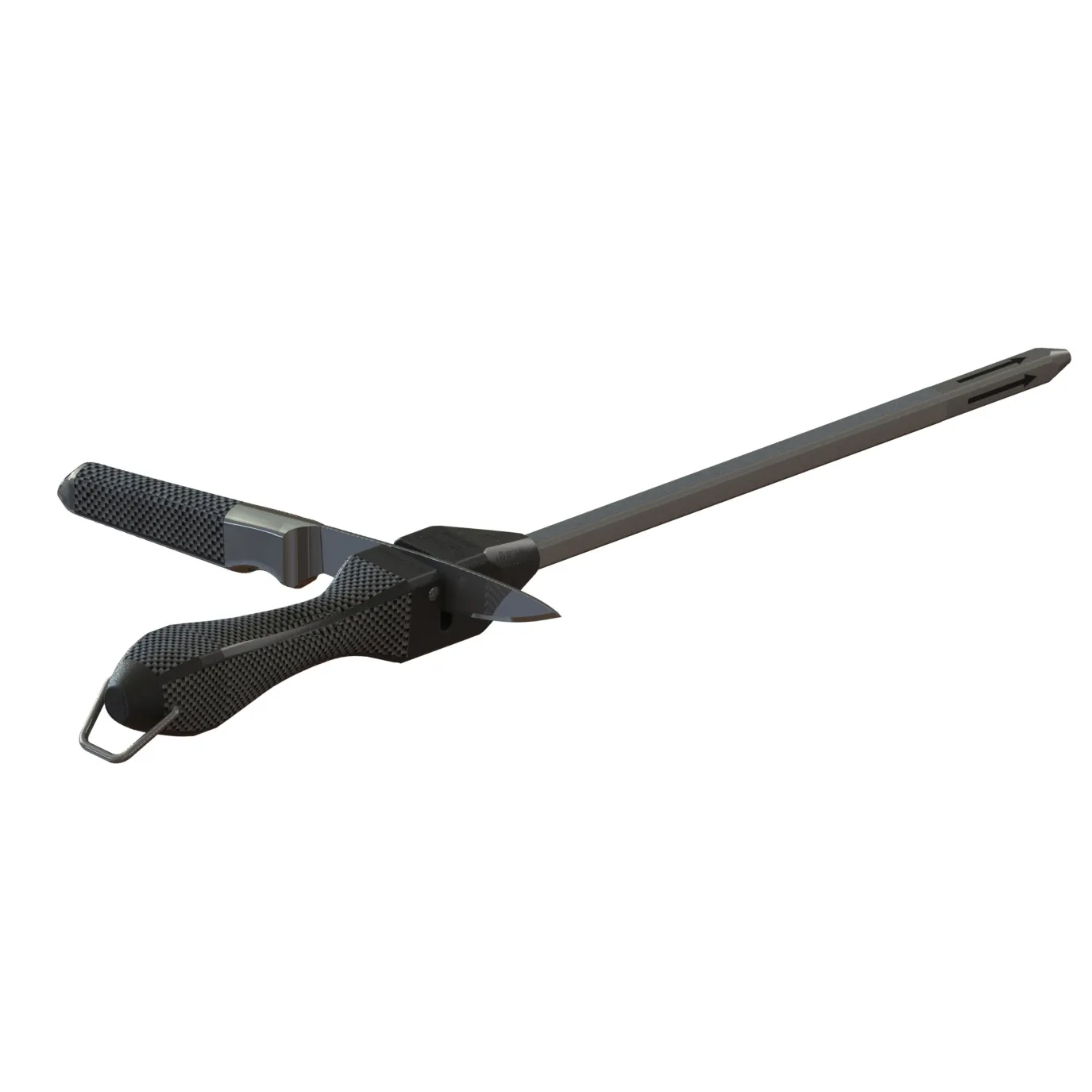 Quintum Sharpening steel/rod with knife sharpener, black De Buyer