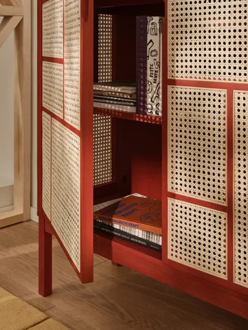 Air side table - Red, 120x110 cm, with legs - Design House Stockholm