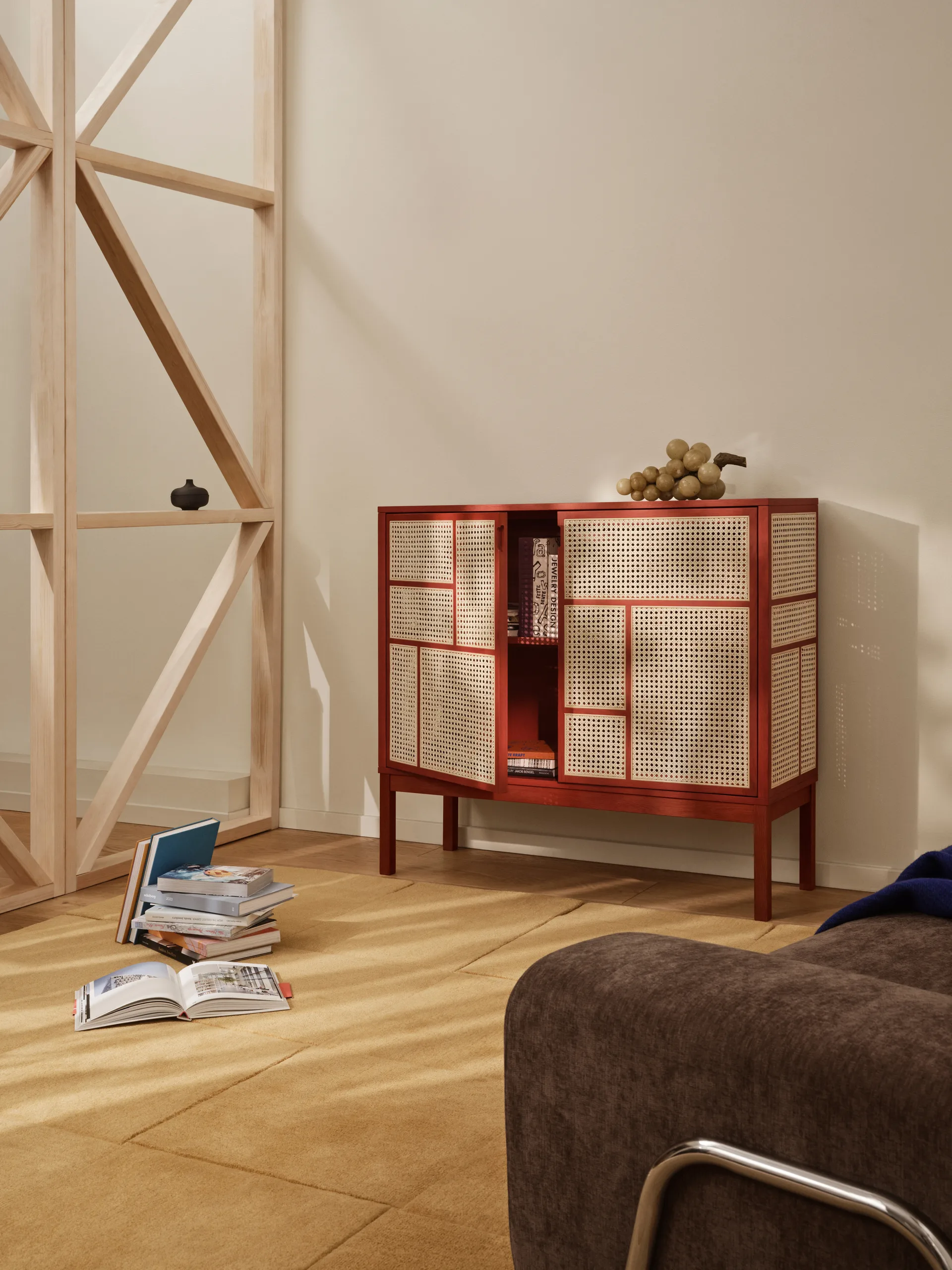 Air side table, Red, 120x110 cm, with legs Design House Stockholm