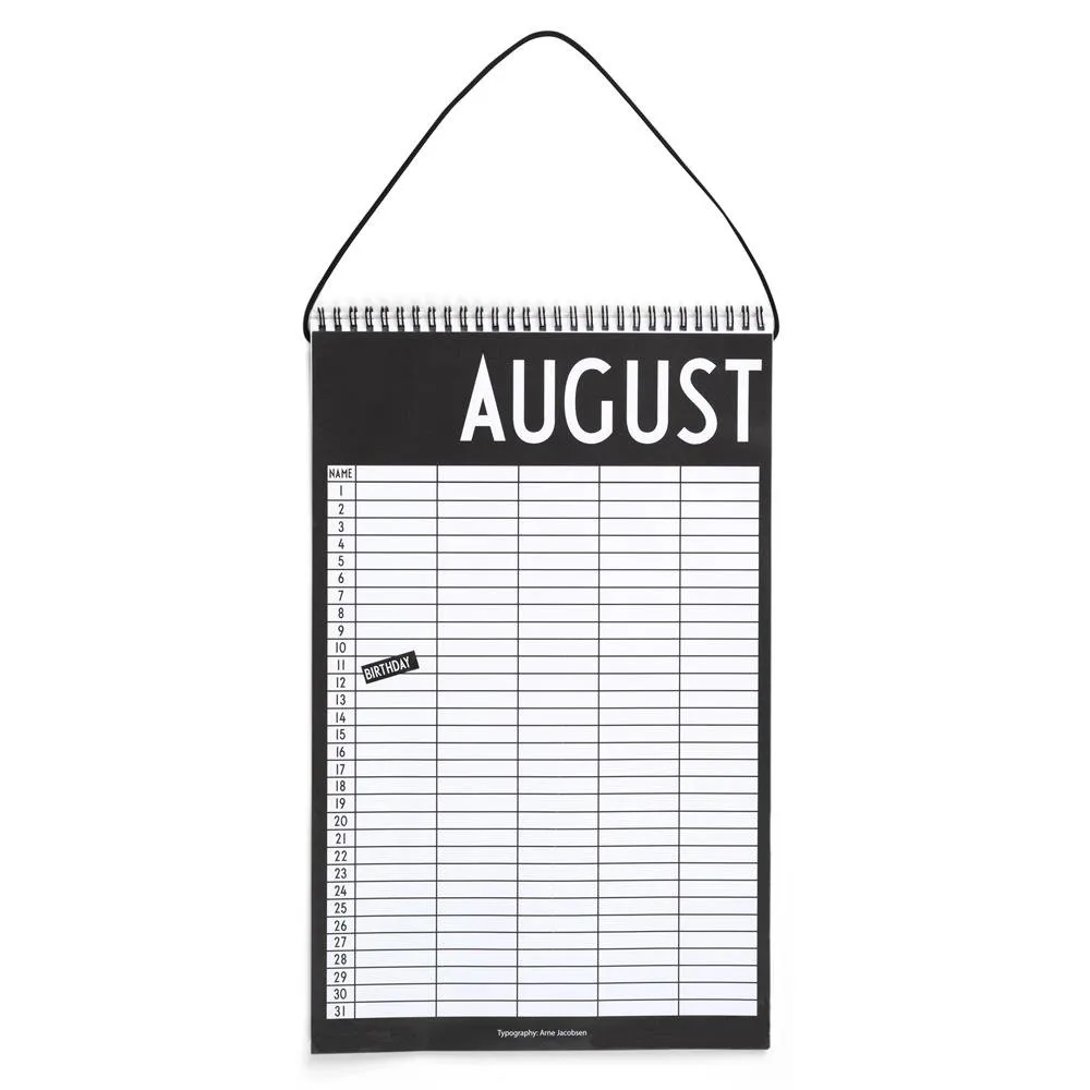 Design Letters Monthly Calendar, Black Design Letters