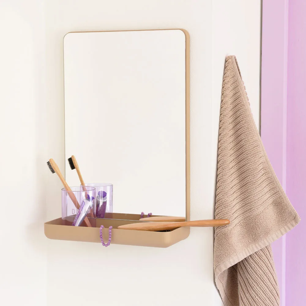 Design Letters Wall-mounted mirror with shelf, Beige Design Letters