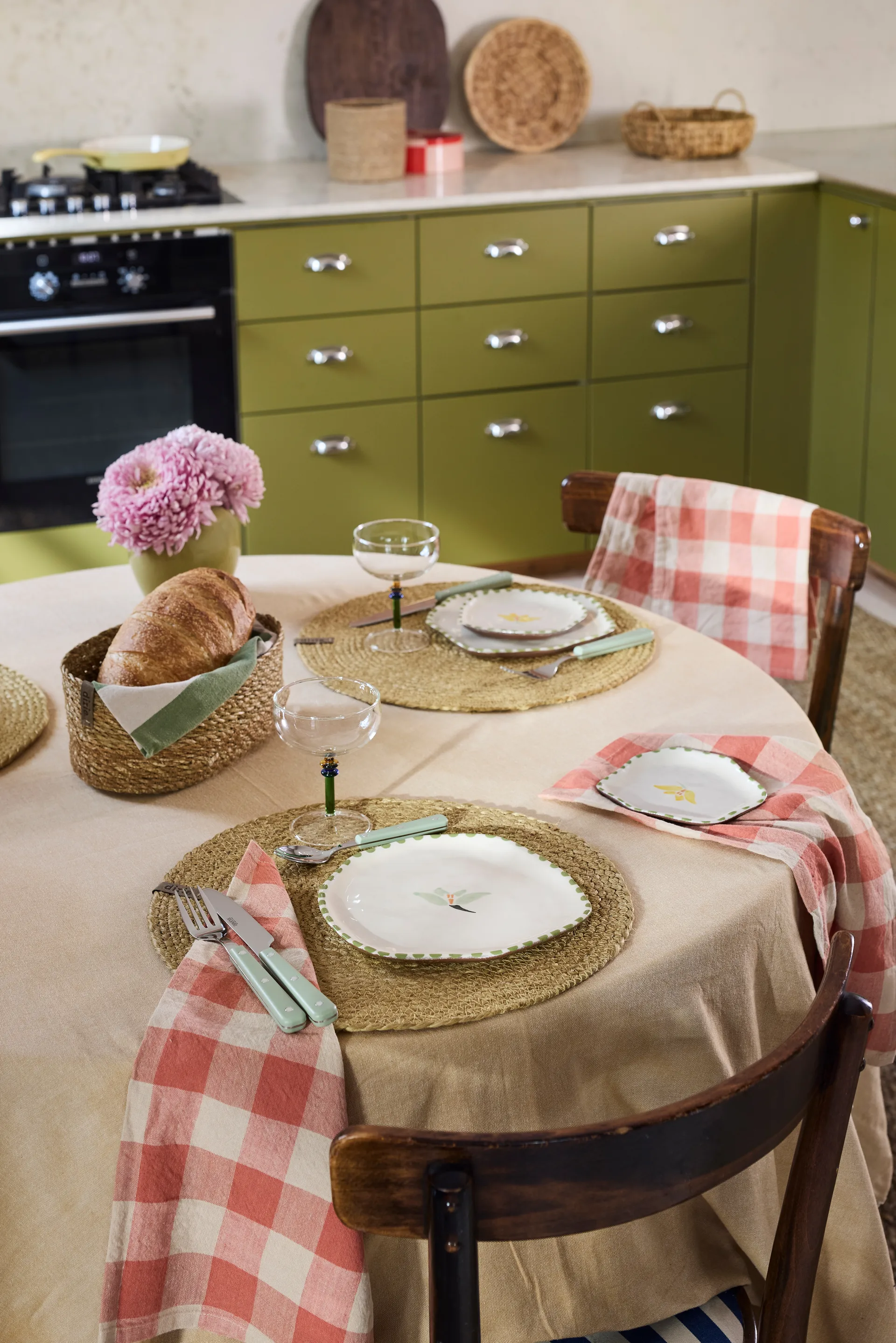Elin placemat Ø38 cm, Golden green Dixie