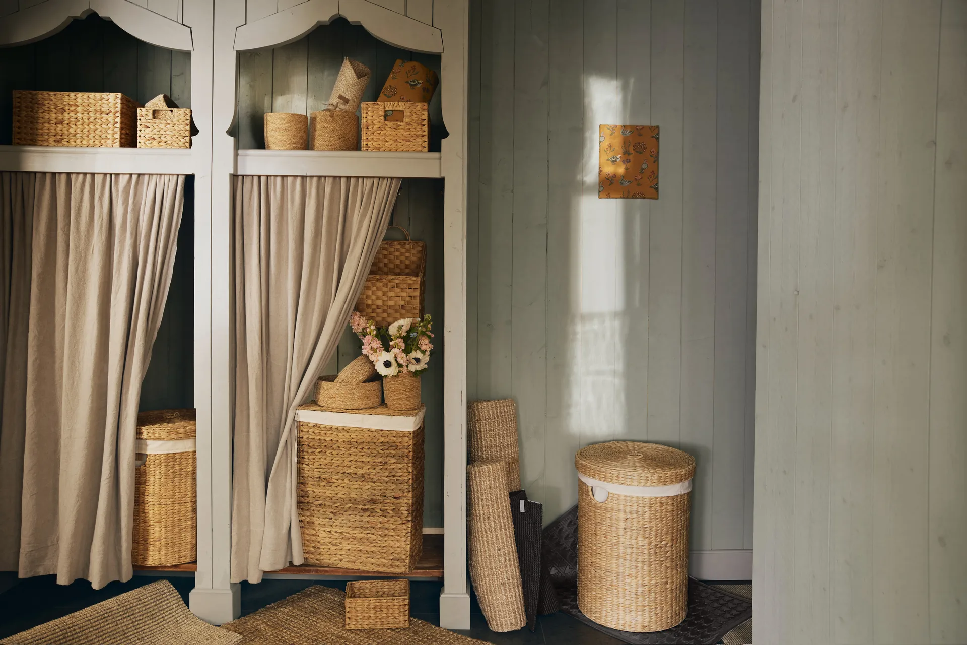 Lily laundry basket round 2-piece set, Natural Dixie