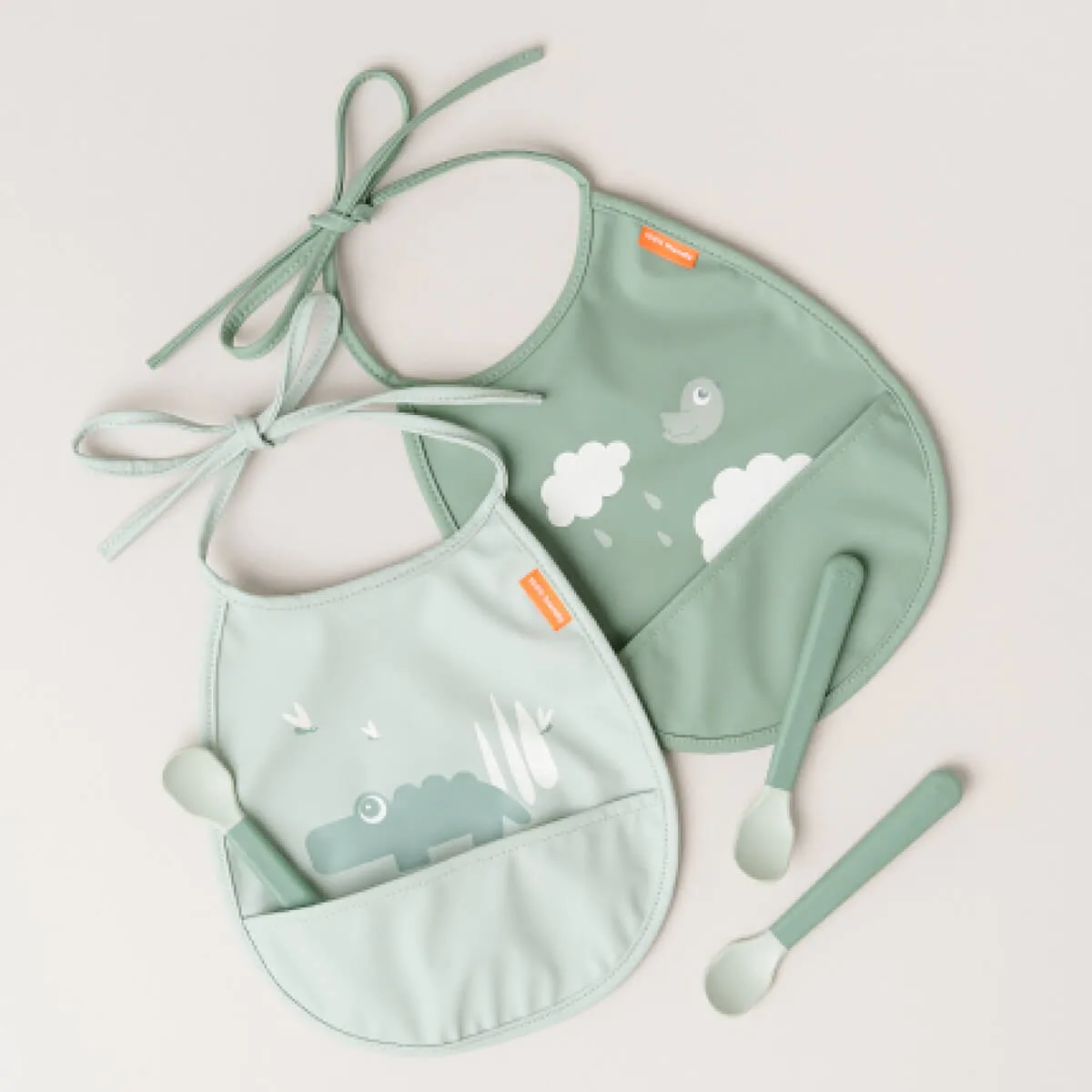 Croco Tiny Bib 2-pack, Green Done by deer