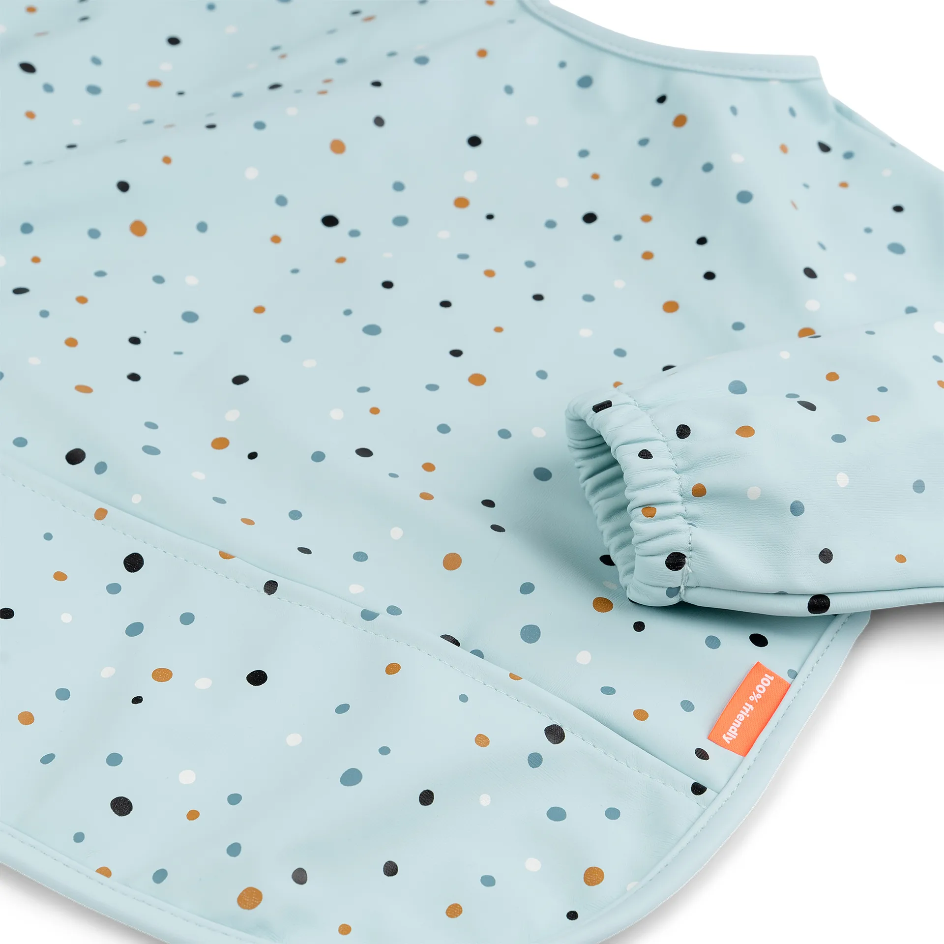 Happy Dots bib with sleeves, Blue Done by deer