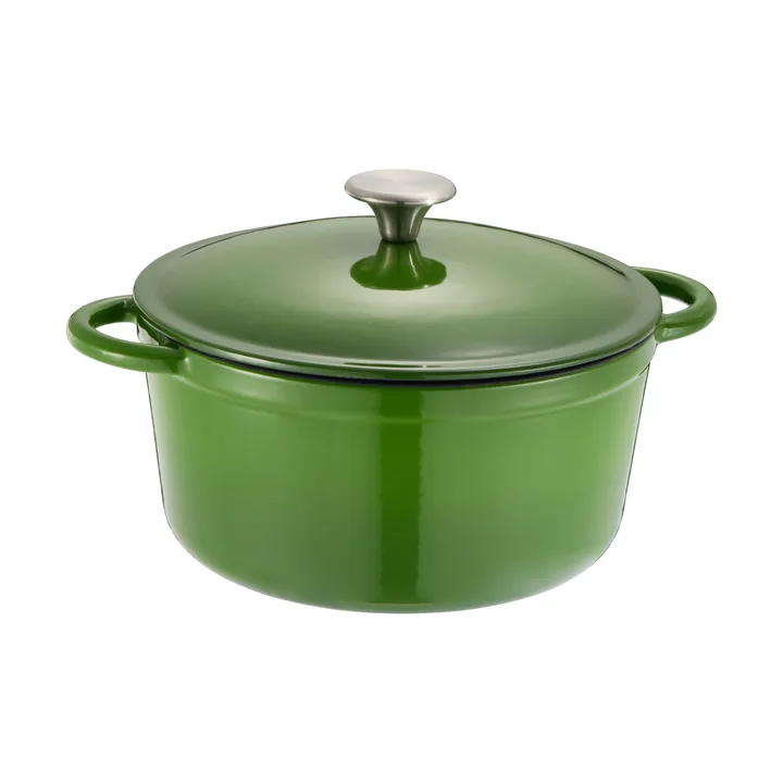 Gretl cast iron casserole, round, stainless steel knob, 4 L - Green - Dorre