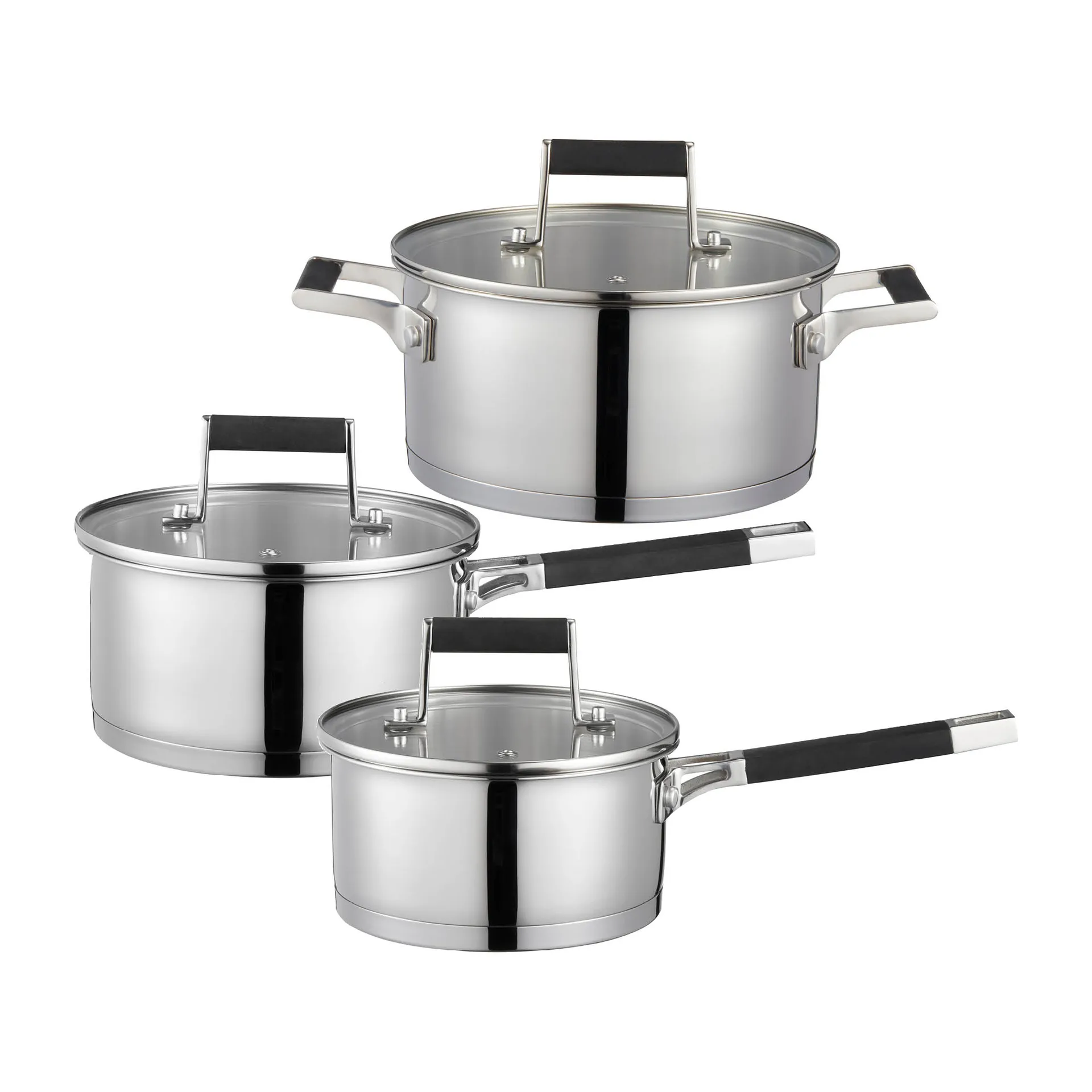 Kaci saucepan set 6 pieces, Stainless steel Dorre