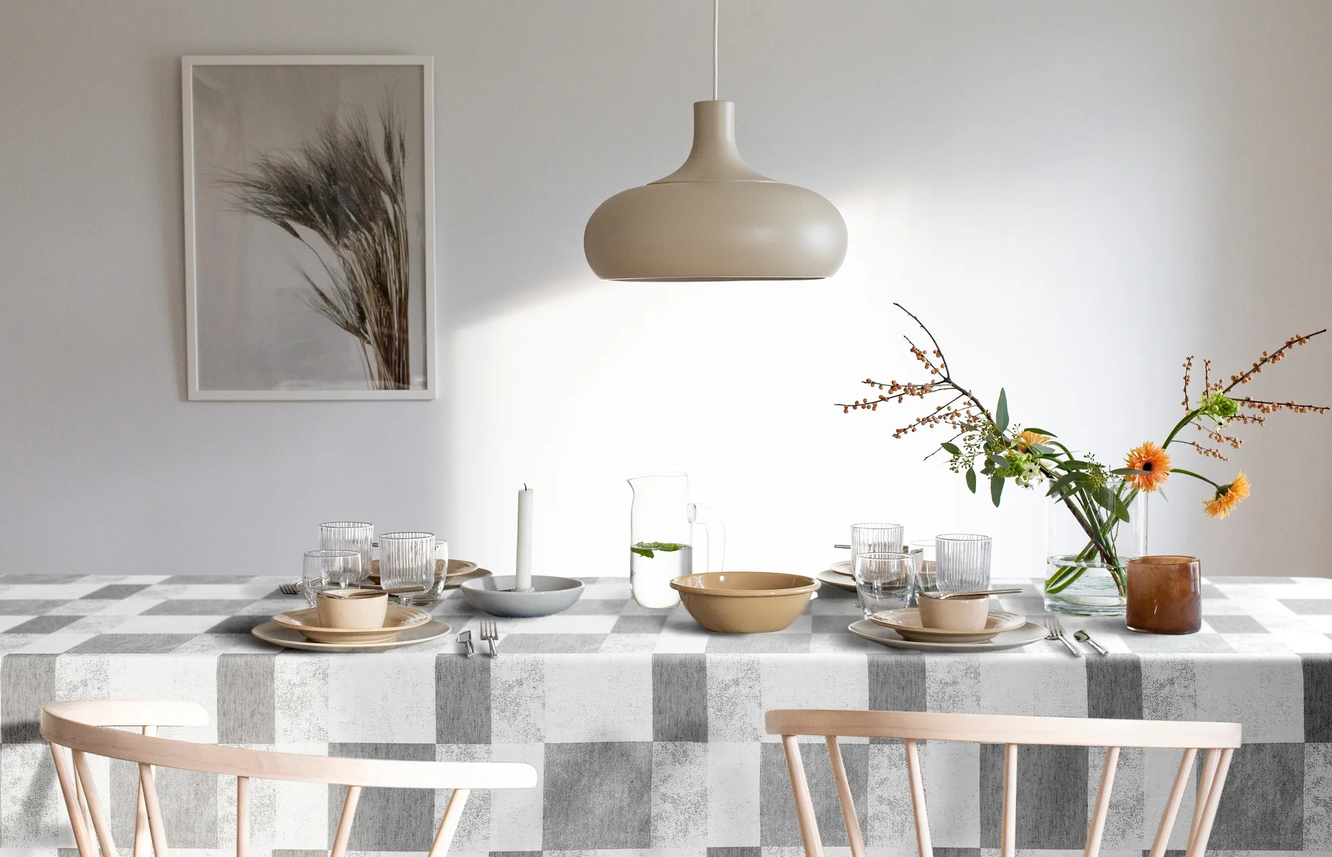 Block table cloth 150x300 cm, grey Ekelund Linneväveri