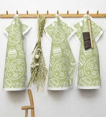 Easter Egg kitchen towel 35x50 cm - Green - Ekelund Linneväveri
