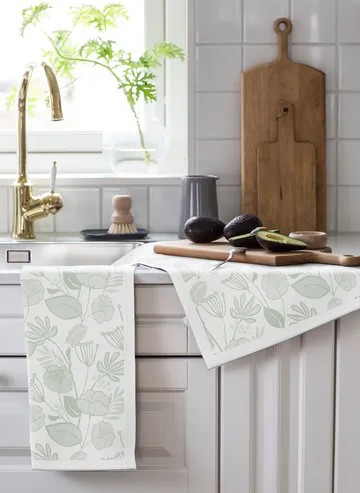 Grönska kitchen towel 35x50 cm - Green-white - Ekelund Linneväveri