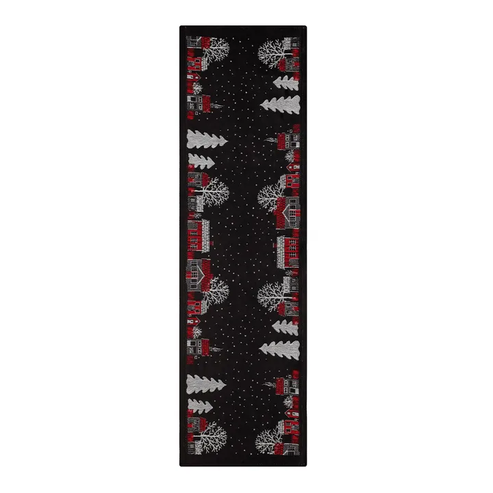 Julstad table runner - black - Ekelund Linneväveri