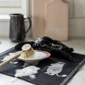 Moominpappa dish towel 28x35 cm - black - Ekelund Linneväveri