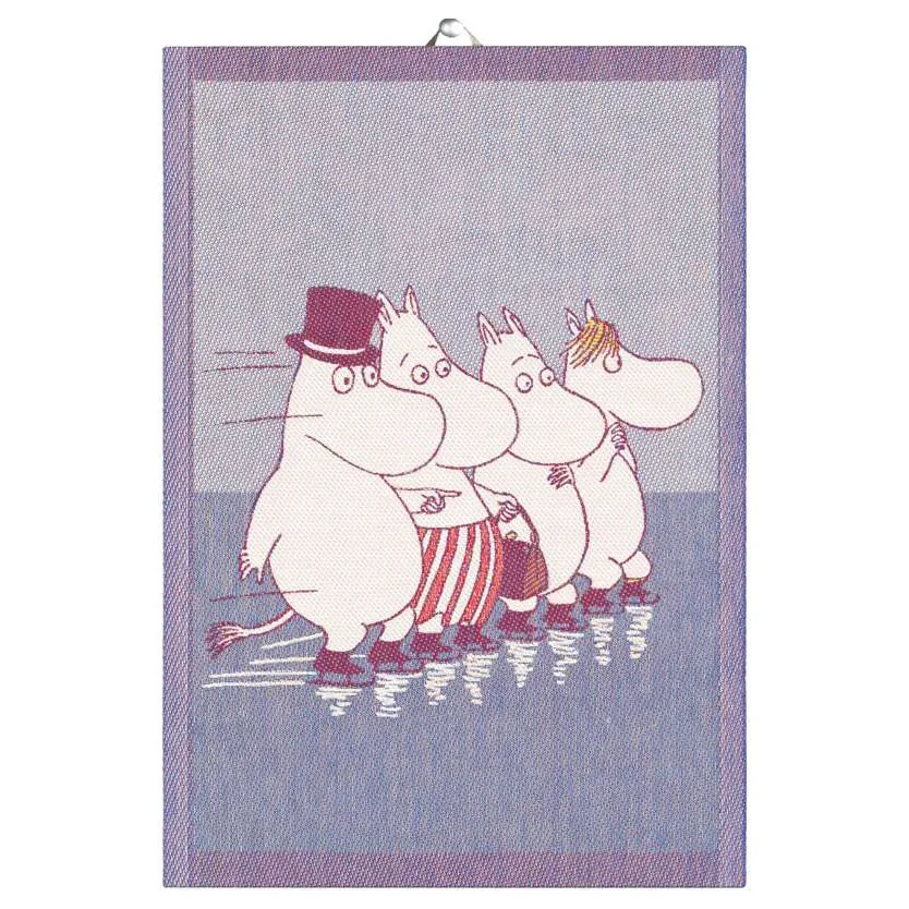 Skating kitchen towel 35x50 cm, Blue Ekelund Linneväveri