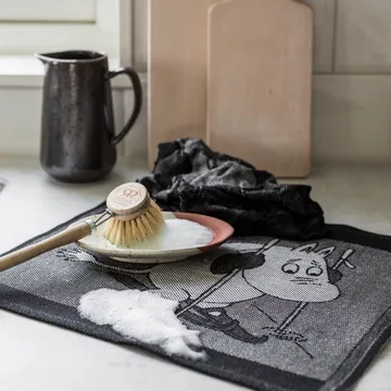 Skiing dish towel 28x35 cm - black - Ekelund Linneväveri