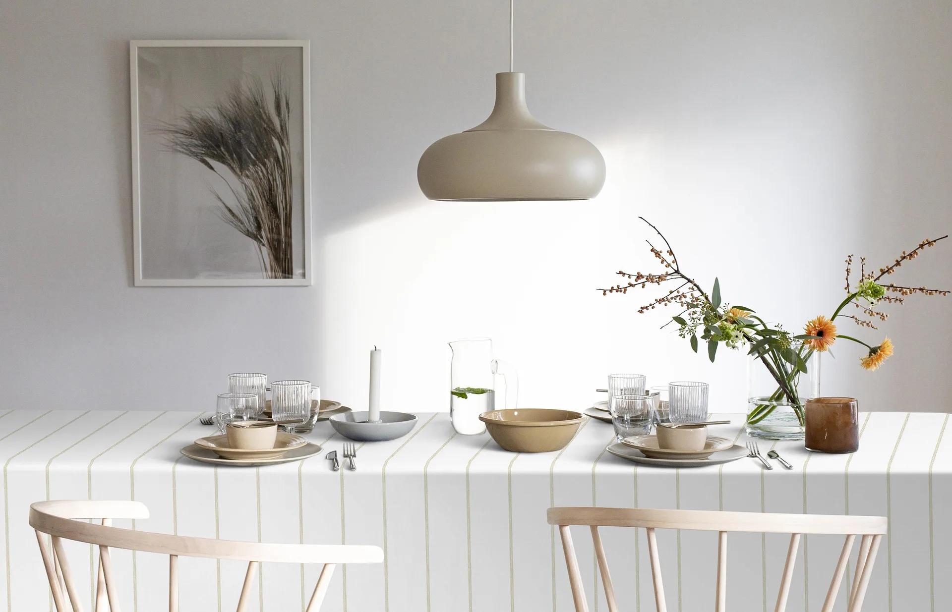 Tvärs tablecloth 150x300 cm, Unbleached Ekelund Linneväveri