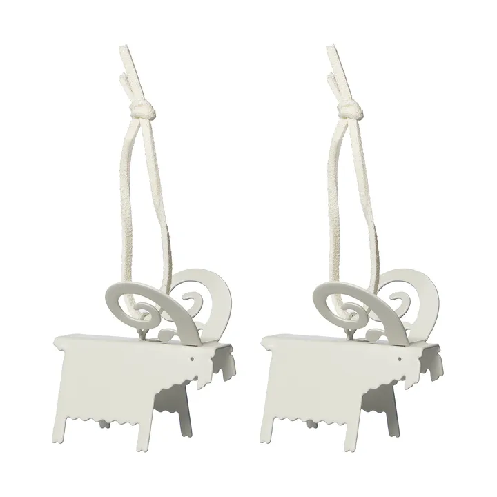 Ernst Christmas ornaments goat 2-pack - White 7 cm - ERNST