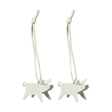 Ernst Christmas ornaments pig 2-pack - White 5 cm - ERNST
