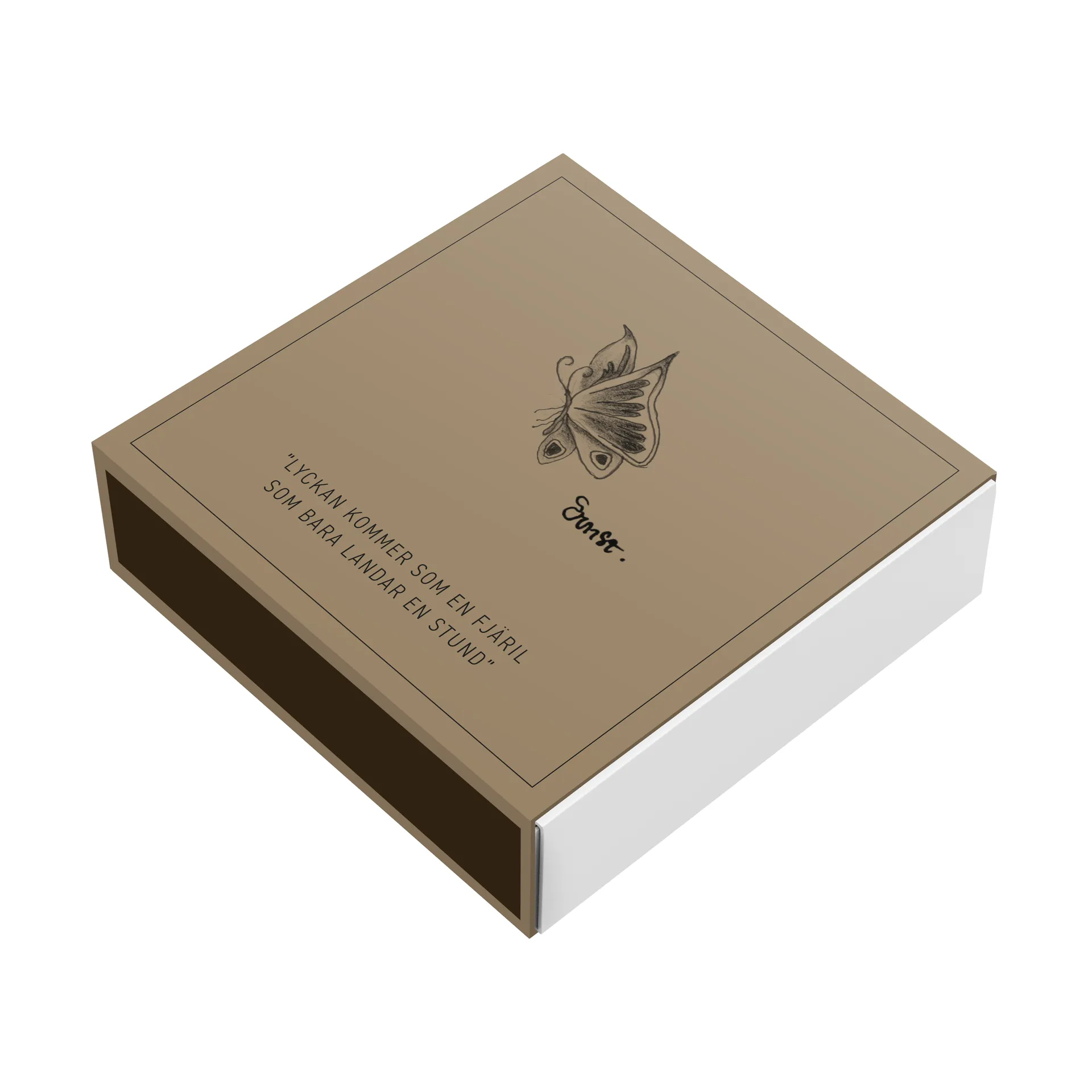 Ernst matchbox 11x11 cm, Butterfly ERNST