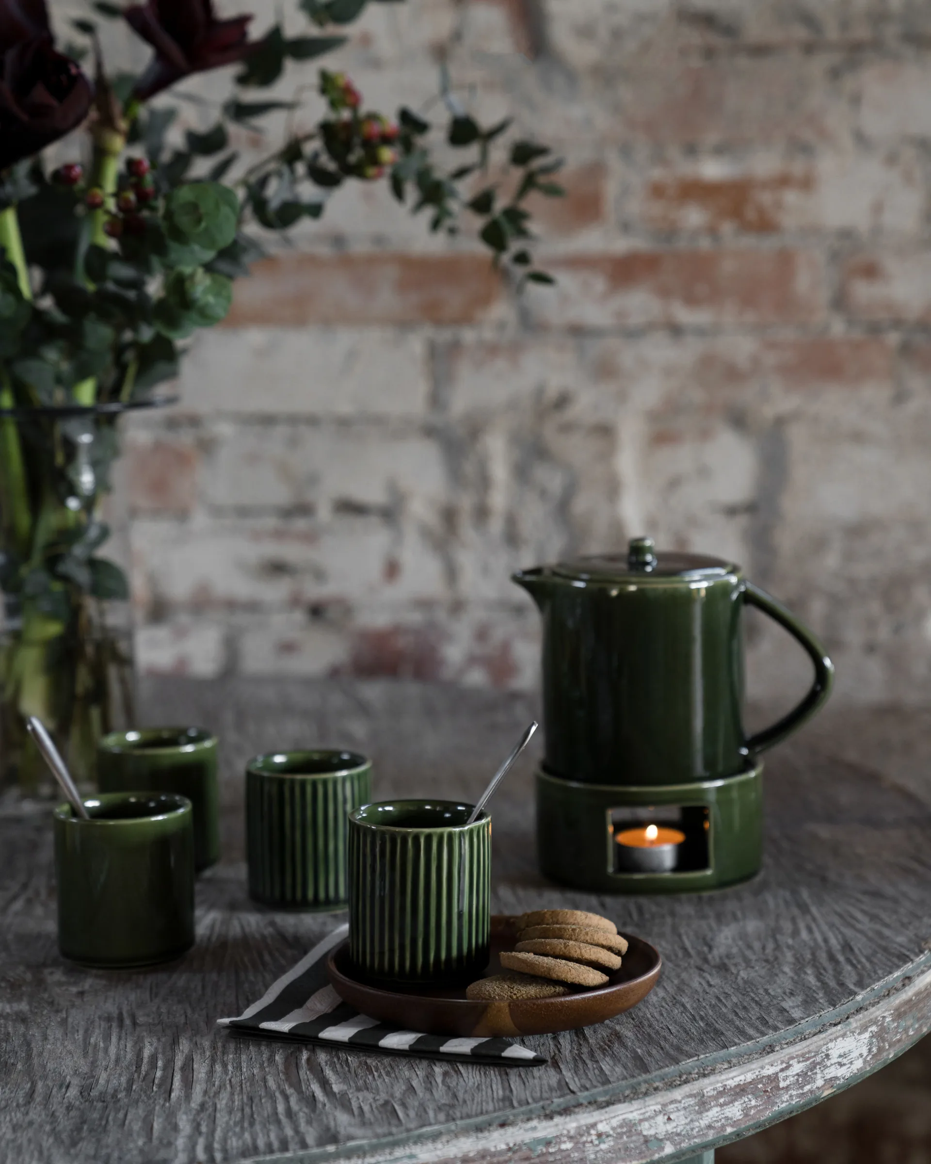 Ernst mulled wine jug with warmer, Green ERNST
