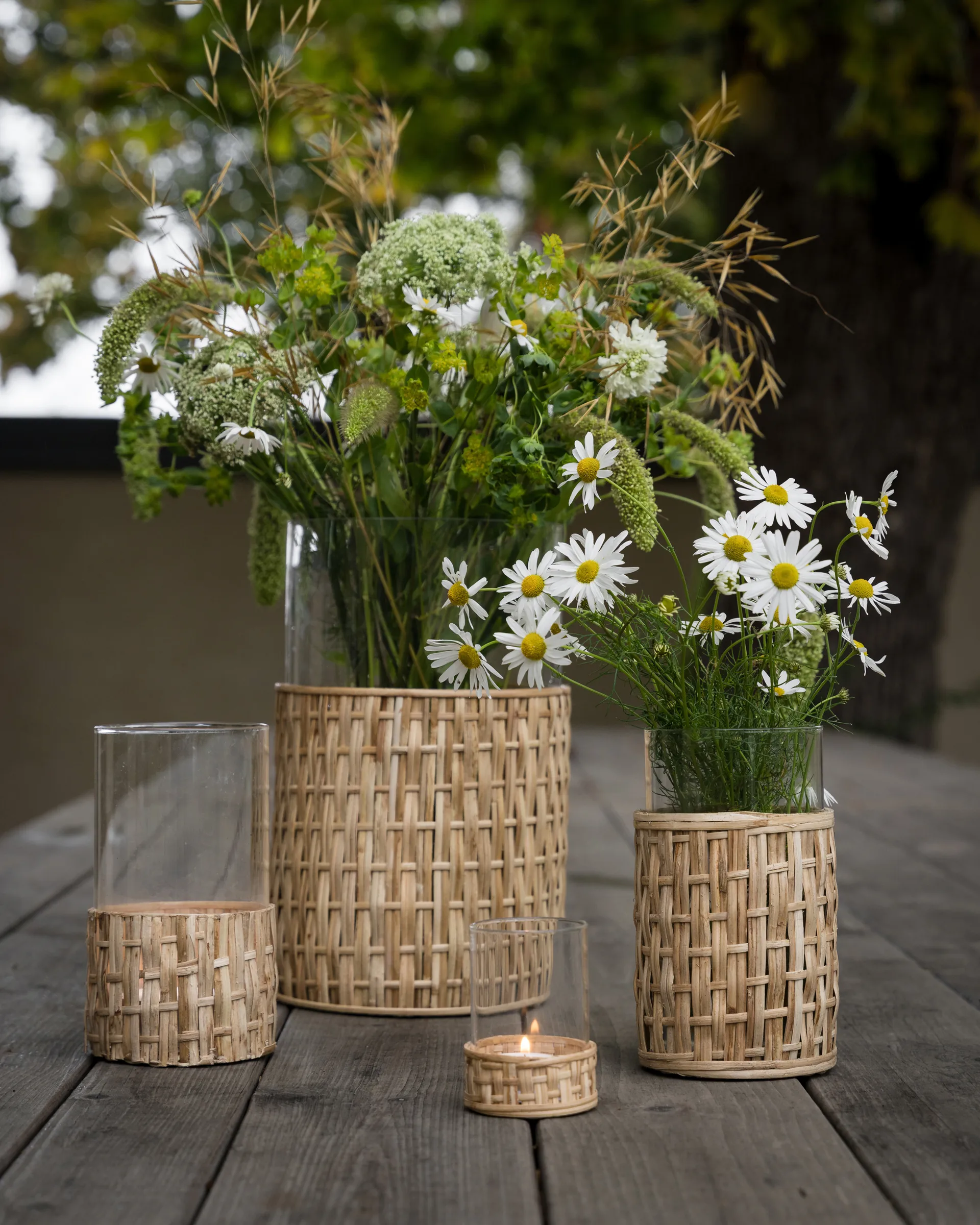 Ernst vase/tealight holder in basket, Nature, Ø10x12 cm ERNST