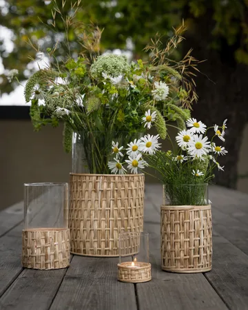 Ernst vase/tealight holder in basket - Nature, Ø7x8.5 cm - ERNST