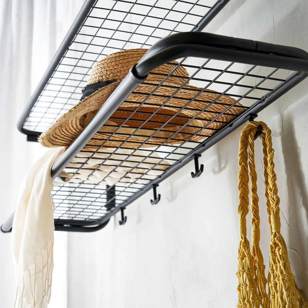 Classic 650 hat shelf, Black/chrome, 2 levels, 80 cm Essem Design