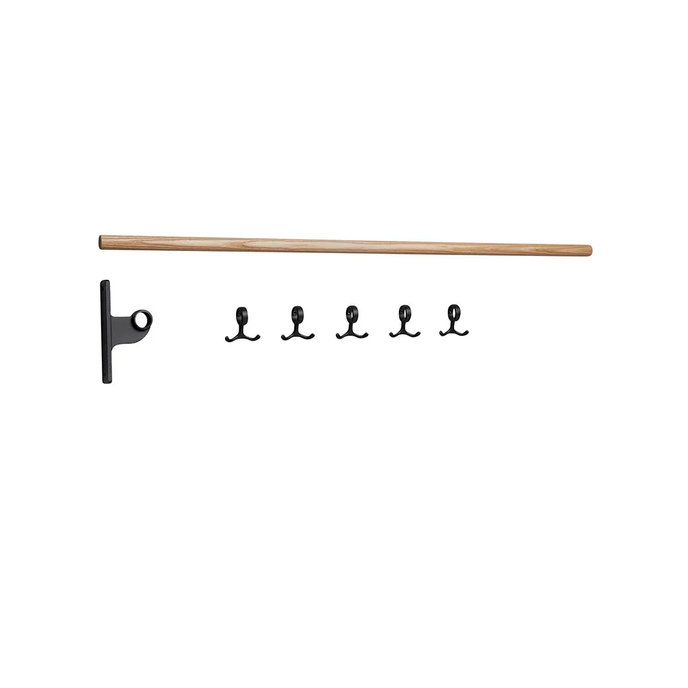 Nostalgi add-on Hook rack, Oak, black stand Essem Design