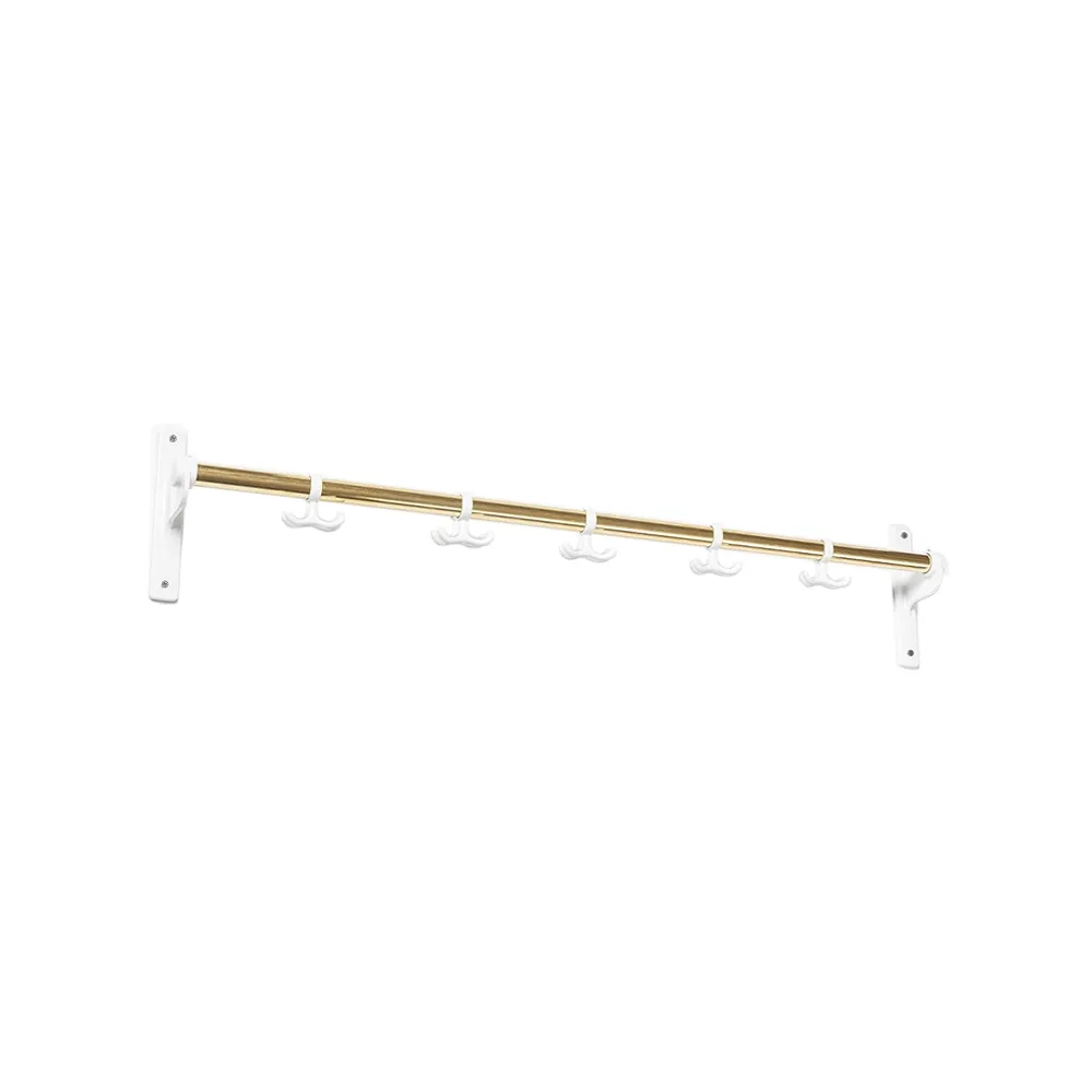 Nostalgi Hook rack, Brass, white stand Essem Design