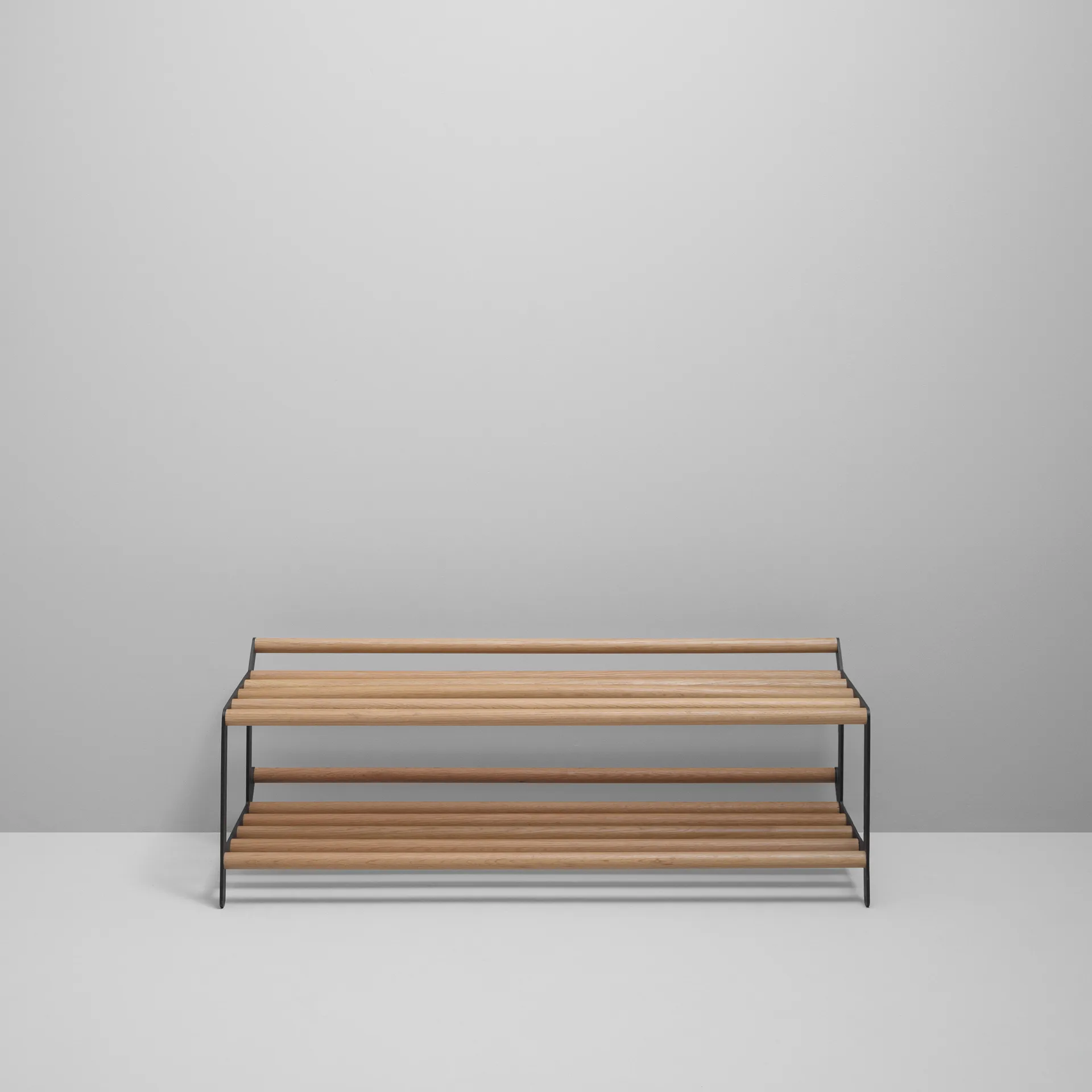 Tamburin shoe shelf 100 cm, oak-black Essem Design
