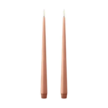 ester & erik taper candle LED 2-pack - 20 Rosy caramel , 30 cm - ester & erik