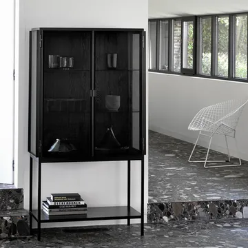 Anders High display cabinet - Black 2 glass doors-Metal - Ethnicraft