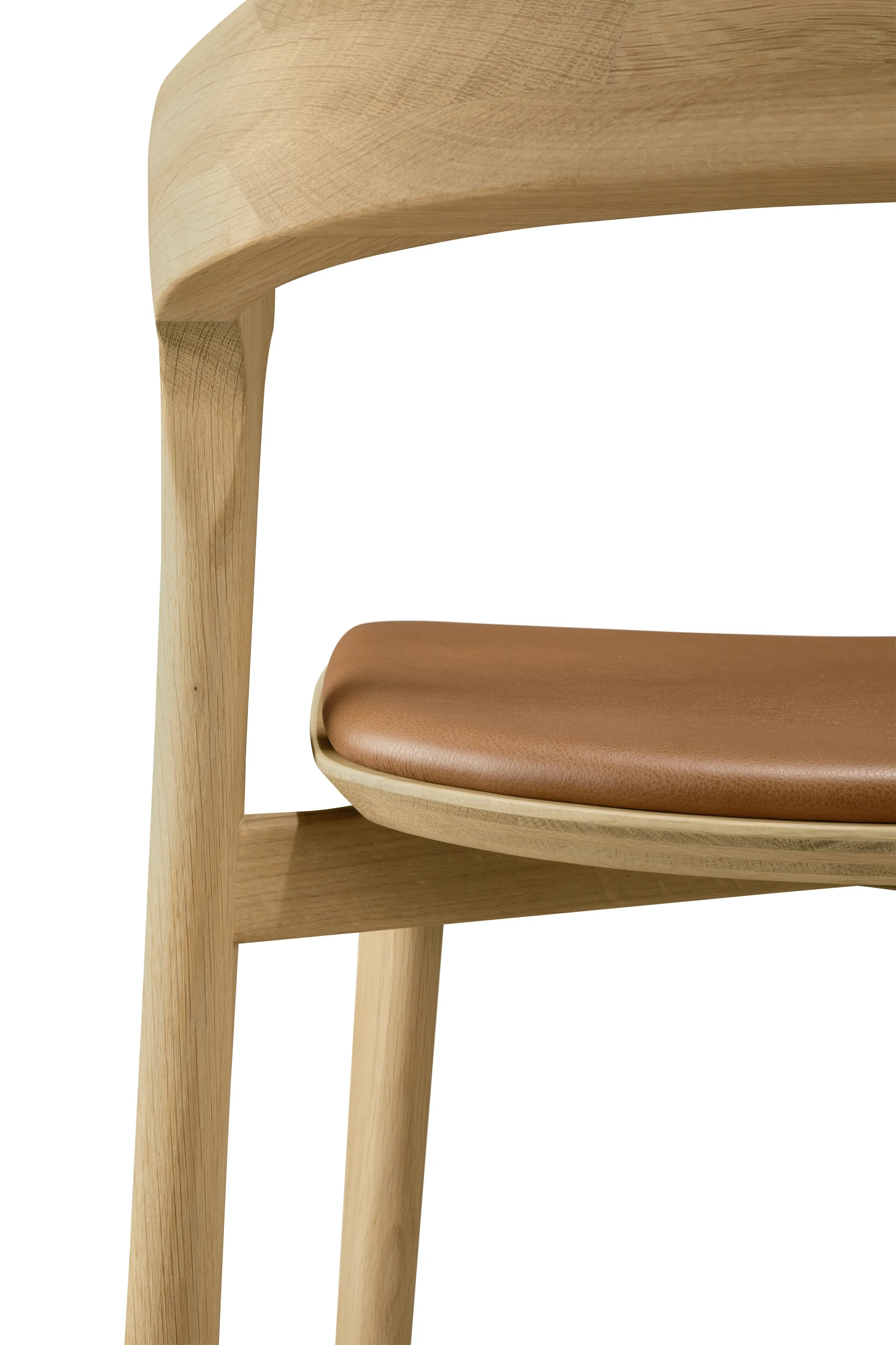Beech bar stool, Lacquered oak–leather Cognac, 65 cm Ethnicraft