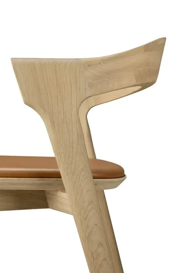 Beech bar stool - Lacquered oak–leather Cognac, 65 cm - Ethnicraft