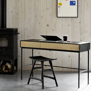 Blackbird desk - Black oak 2 drawers-Black base - Ethnicraft