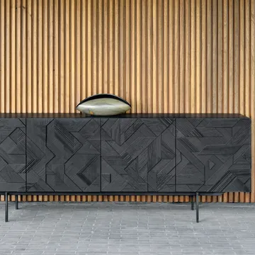 Graphic sideboard - Teak black 4 doors - Ethnicraft