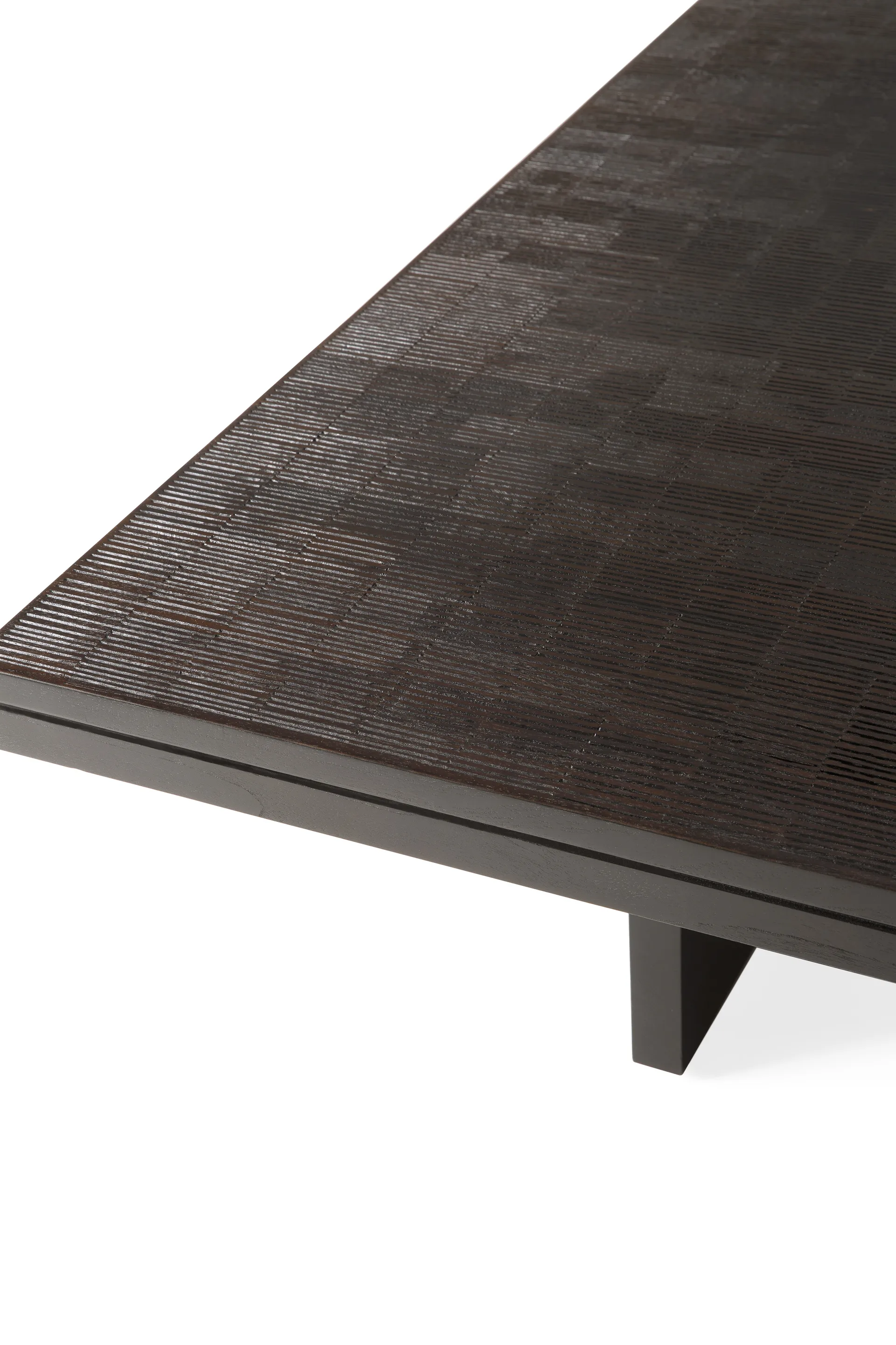Grooves coffee table, Off black teak, 140x110 cm Ethnicraft