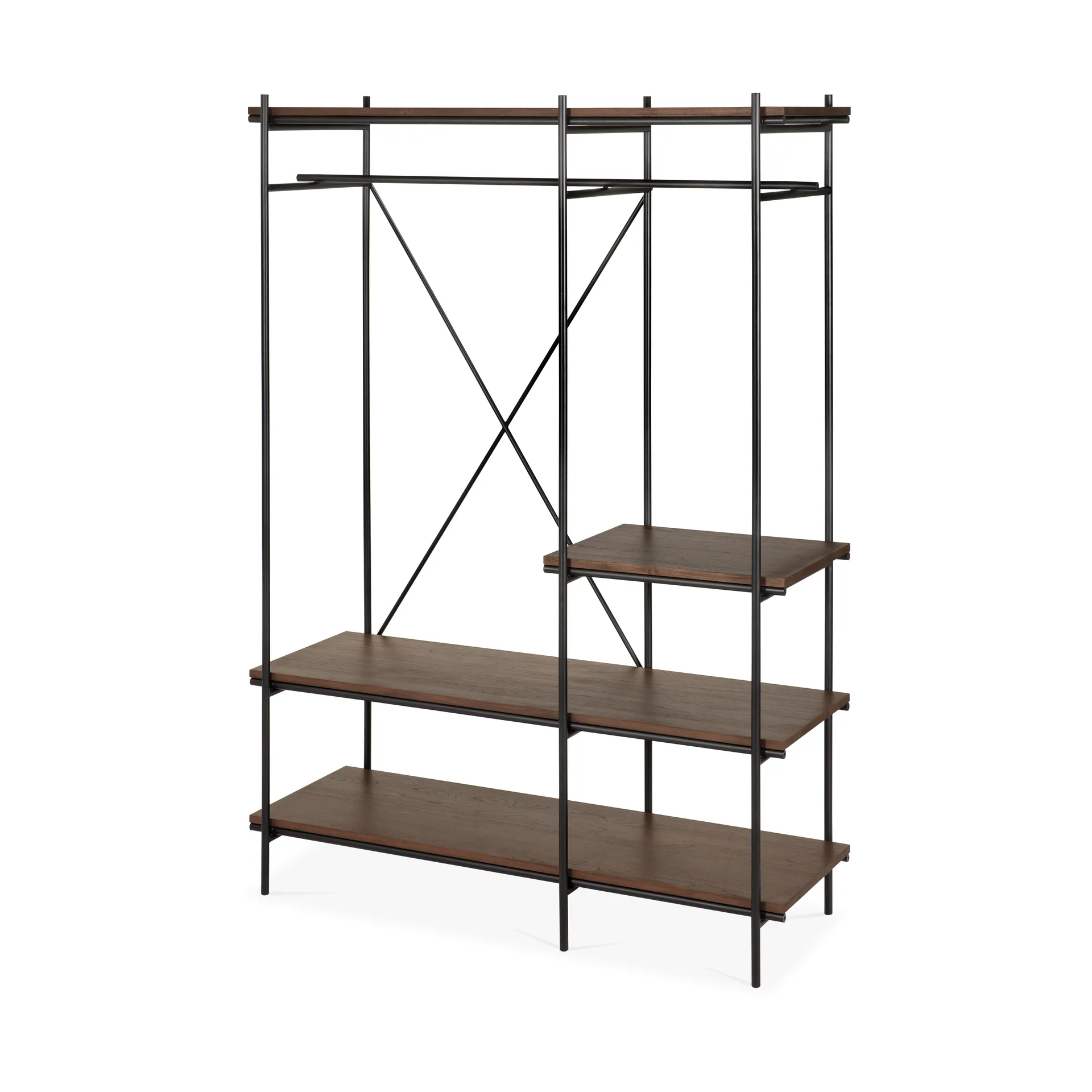 Oscar hallway furniture/floor shelf, Dark stained teak Ethnicraft