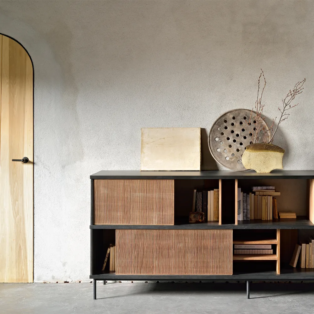 Oscar sideboard, Teak 2 sliding doors 3 drawers Ethnicraft
