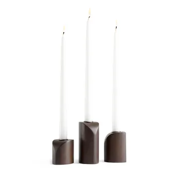 PI candle holder 3 parts - Dark brown stained mahogany - Ethnicraft