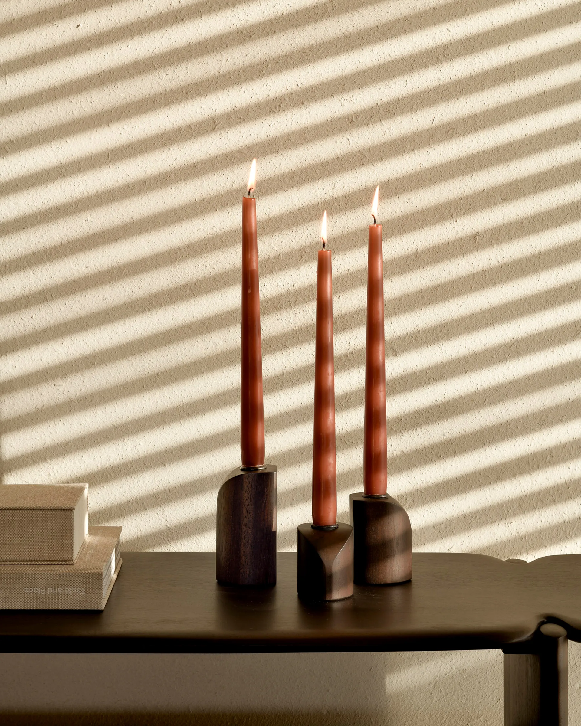 PI candle holder 3 parts, Dark brown stained mahogany Ethnicraft