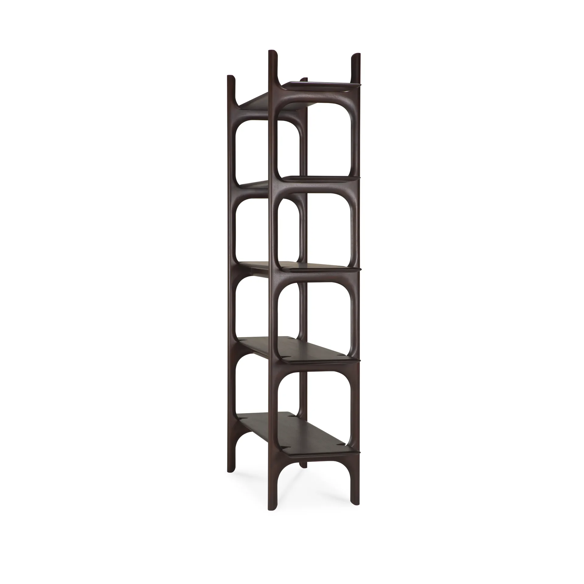 PI shelf, Dark brown mahogany-5 shelves, 110x187 cm Ethnicraft