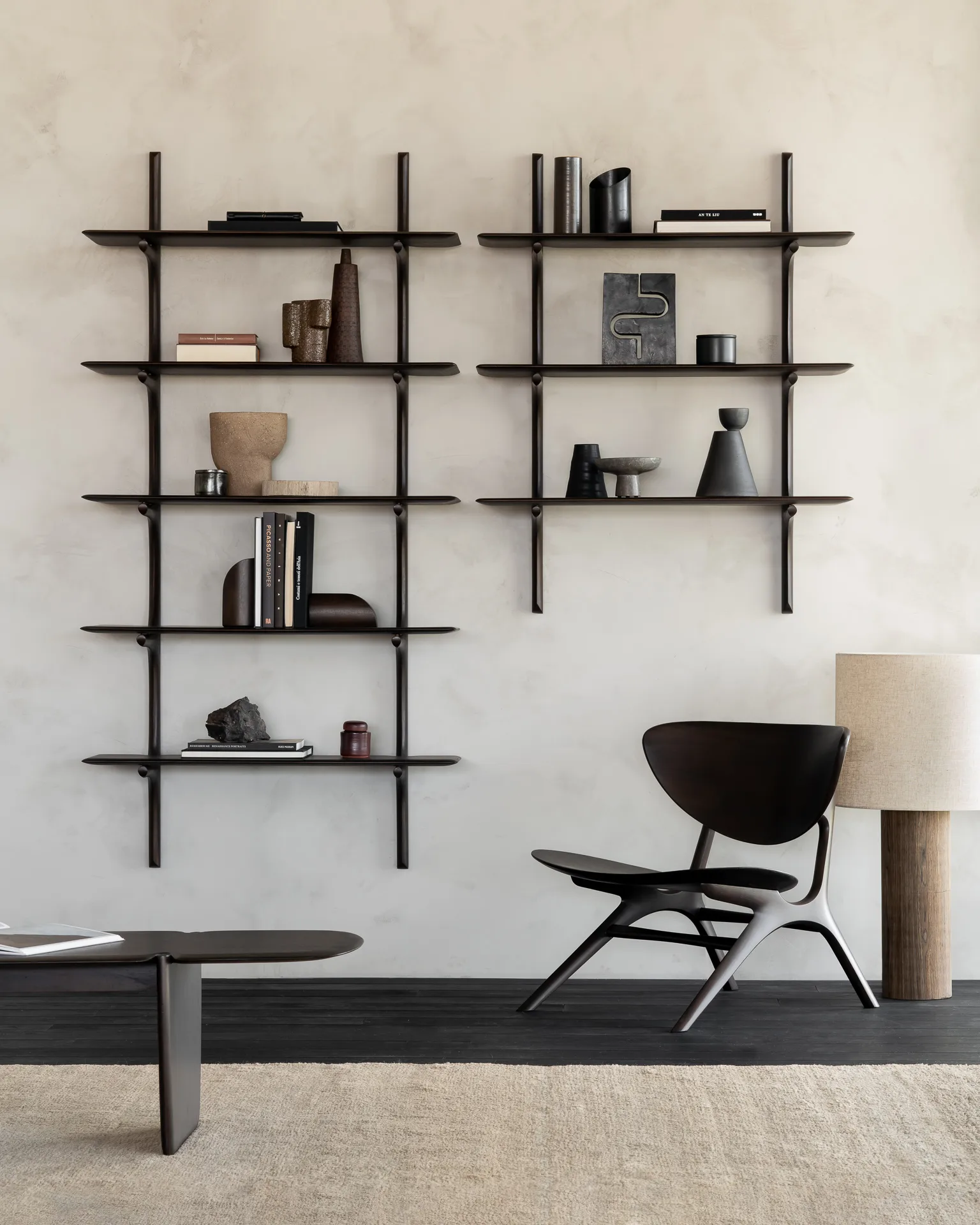 PI wall shelf, Lacquered mahogany - 2 shelves Ethnicraft