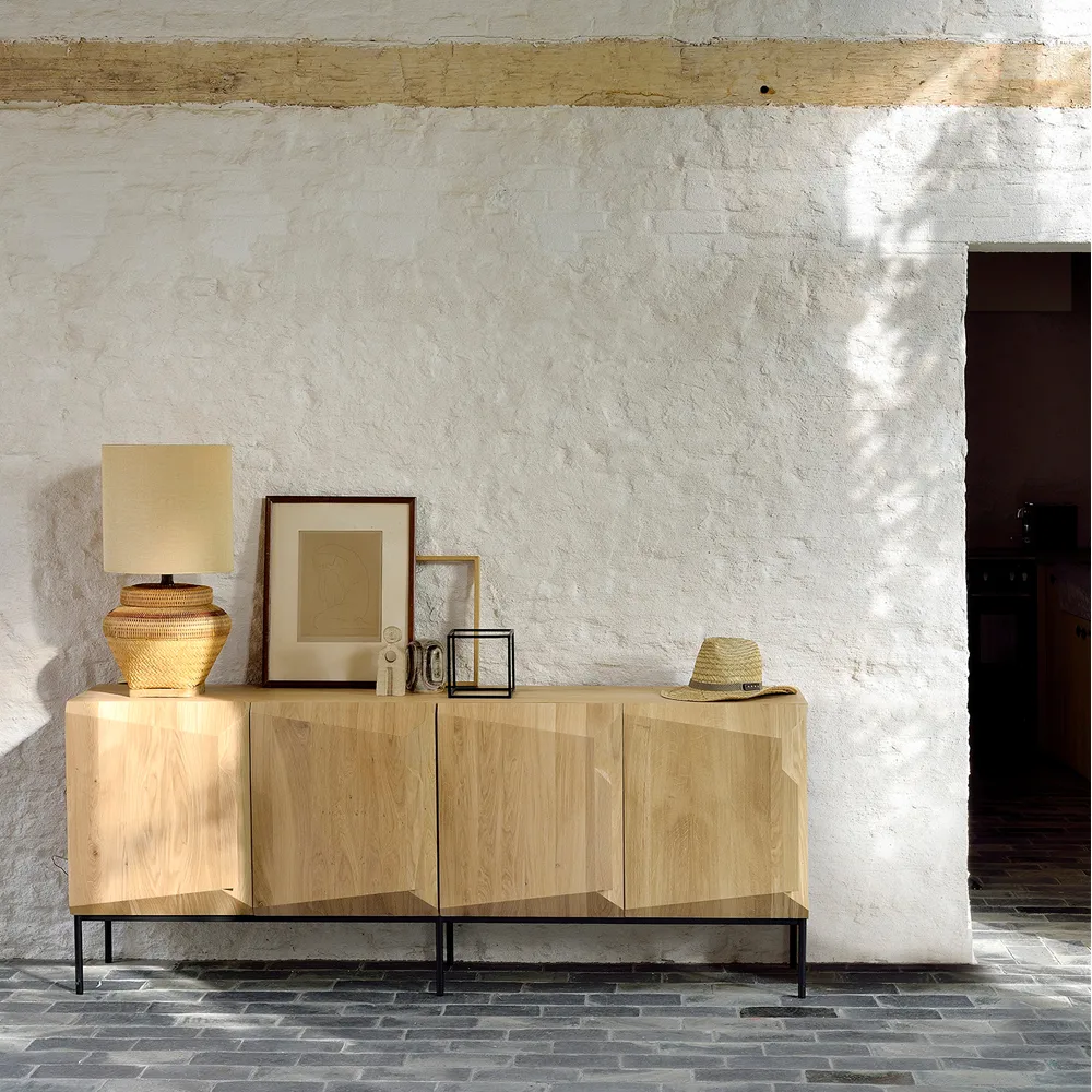 Stairs sideboard 3 doors, Black stained oak 150x80x46 cm Ethnicraft