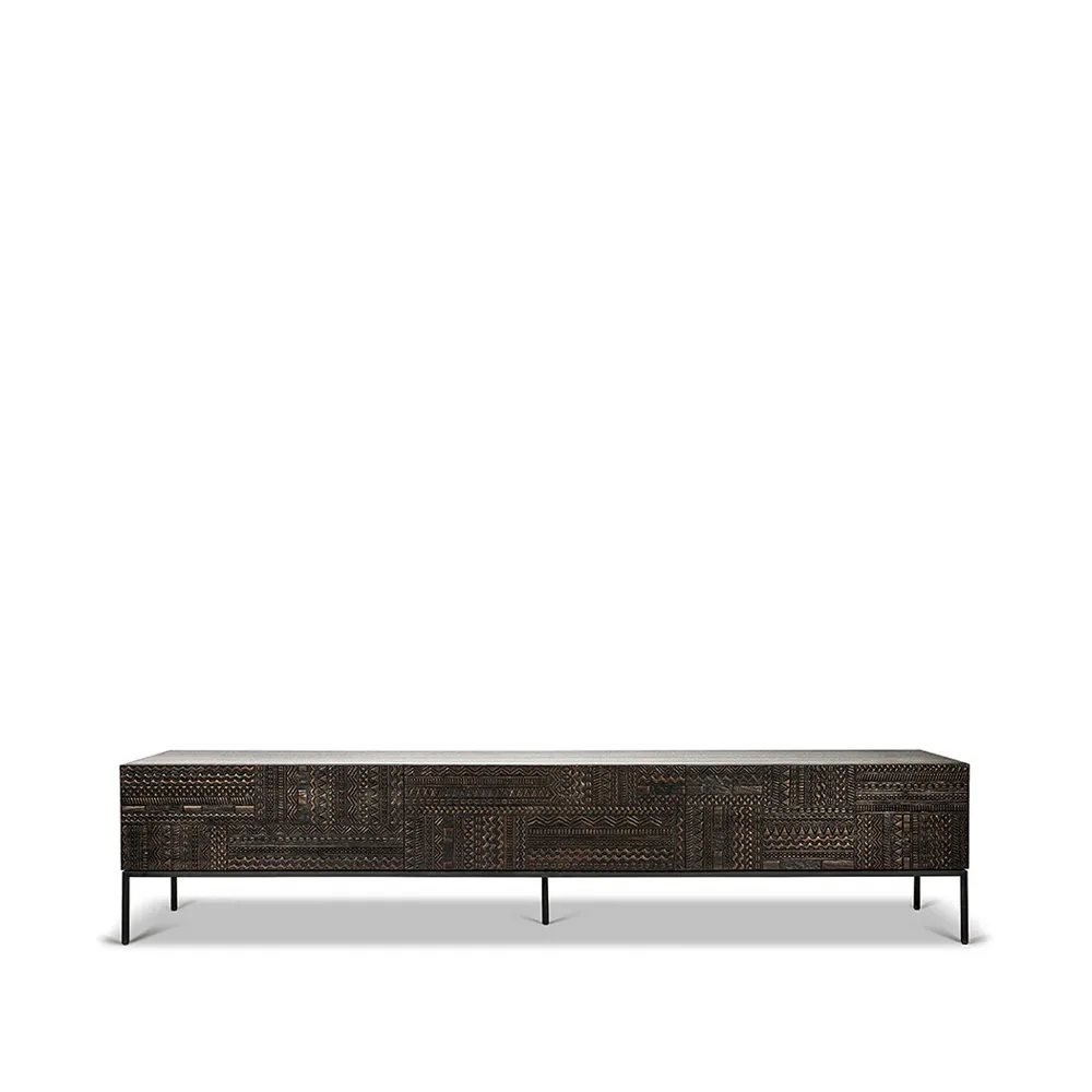 Tabwa media cabinet, Black teak 51x240 cm Ethnicraft